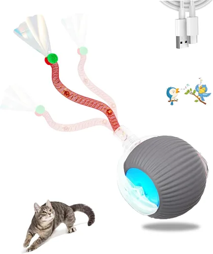Vista 4 de 1 juguete interactivo para gatos de interior, juguete interactivo de nueva generación 2025 con cola de malla elástica, juguetes automáticos