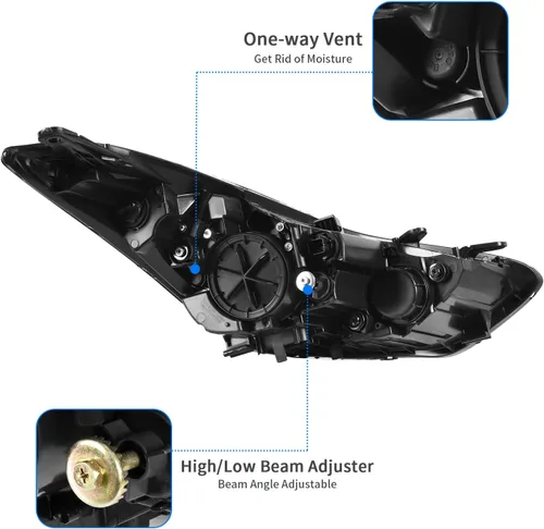 Vista 3 de DWVO - Conjunto de faros compatible con Elantra 2011 2012 2013 11 12 13, lámpara de repuesto, carcasa cromada, lente transparente, reflector ámbar