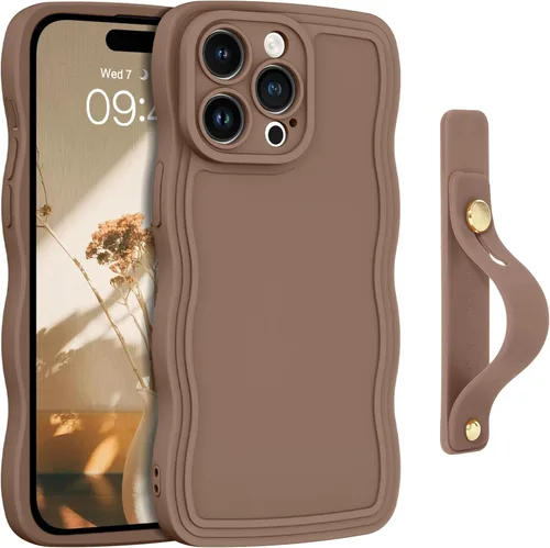 Vista 15 de GUAGUA Funda para iPhone SE 2022/2020, Funda para Teléfono iPhone 7/8 Diseño Lindo de Forma de Onda Rizada TPU Suave con Correa de Muñeca Soporte