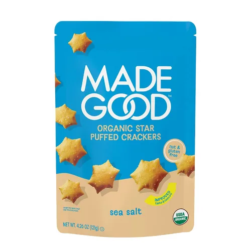 Vista 8 de MadeGood Cheddar Star Galletas Infladas, Bolsa de 4.26oz, Aperitivos Orgánicos