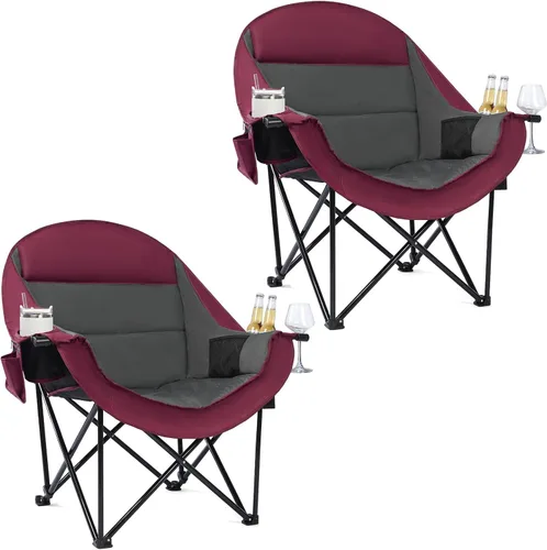 Vista 11 de Silla de camping de gran tamaño con calefacción, resistente, acolchada Negro (Allblack)