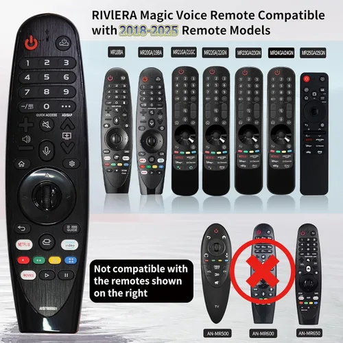 Vista 2 de RIVIERA Magic Remote para LG Smart ThinQ OLED Nanocell WebOS UHD TV con función de voz y puntero compatible con MR22/21/20GA MR18BA MR23/24/25GN
