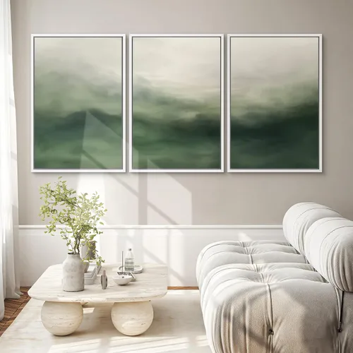 Vista 367 de SIGNWIN Lienzo enmarcado para pared, juego de arte neutro de bosque brumoso, ilustraciones en tono tierra, arte moderno, decorativo, bohemio