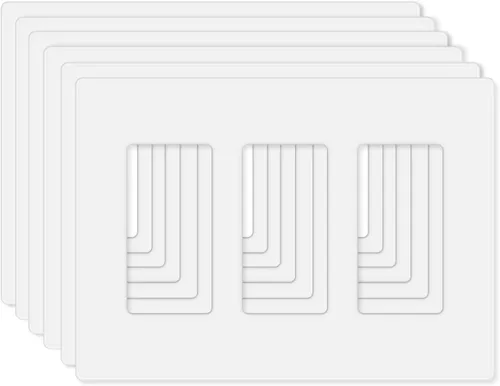 Vista 7 de Cubierta de placa de pared sin tornillos de 3 segmentos, cubierta de salida decorativa para interruptores de luz, atenuadores, GFCI, receptáculo