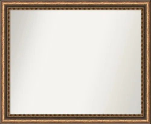 Vista 178 de Amanti Art Espejo de baño de bronce para sobre fregadero, 24 x 24 pulgadas, espejo de tocador cuadrado estrecho de bronce Manhattan, marco de madera