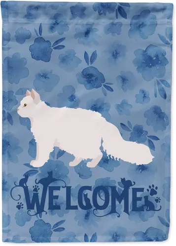 Vista 329 de Caroline's Treasures CK4813CHF - Bandera de bienvenida con gato abisinio azul, manga grande, para porche, para colgar en la pared, poliéster