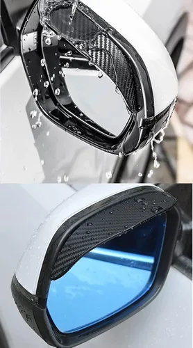 Vista 2 de Pincuttee Visor de lluvia de espejo para cejas, protectores de lluvia para espejo lateral, fundas para automóvil, ajuste único, paquete de 2 Negro