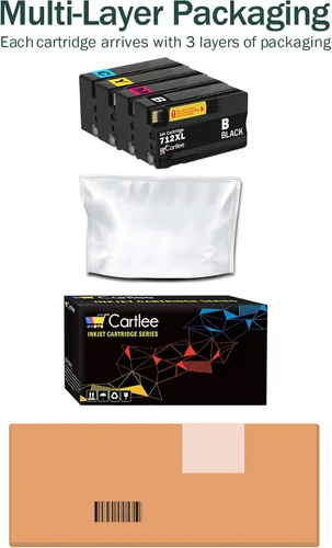 Vista 5 de Cartlee Cartuchos de tinta compatibles de repuesto para HP 712 712XL para impresoras de trazador de estudio DesignJet T210 T230 T250 T630 T650