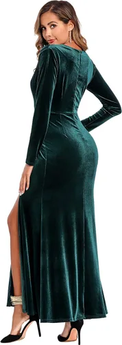 Vista 5 de Ababalaya Vestido de cóctel largo de terciopelo de manga larga