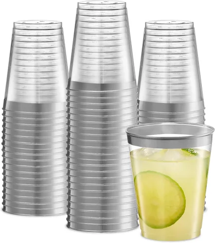 Vista 6 de PLASTICPRO Vasos desechables de plástico cristalino transparente de 8 oz para fiestas y bodas, paquete de 50