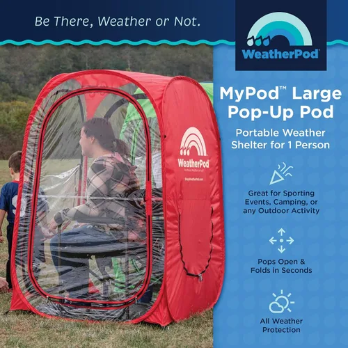 Vista 3 de WeatherPod® Pop-Up Sports Tent 1-2 Person – Instant Setup MyPod™ Original Shark Tank All-Weather Shelter for Outdoor Sports, Rain, Wind & Cold