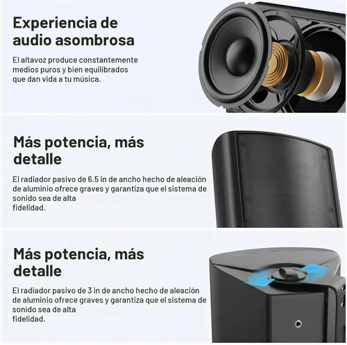 Vista 7 de STUDIOFINIX Altavoces para exteriores de 6.5 pulgadas, impermeables, con cable, 400 W, para montaje en pared, pasivos, uso adecuado para interiores