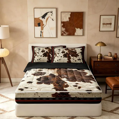 Vista 32 de Feelyou Juego de edredón con cremallera de leopardo tamaño individual Juegos de cama con cremallera y estampado animal para decoración de Marrón