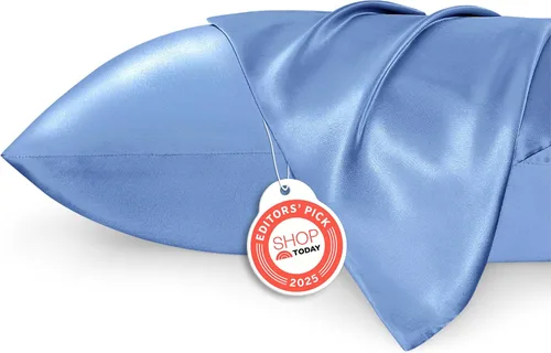 Vista 34 de Bedsure Paquete de 2 fundas de almohada de satén similares a las fundas de almohada de seda tamaño estándar, funda de almohada para mujeres que