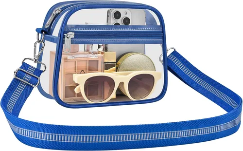 Vista 8 de Bolsa transparente para eventos de estadio, bolsa transparente para mujer, bolsa cruzada, correa de hombro ajustable para conciertos, deportes
