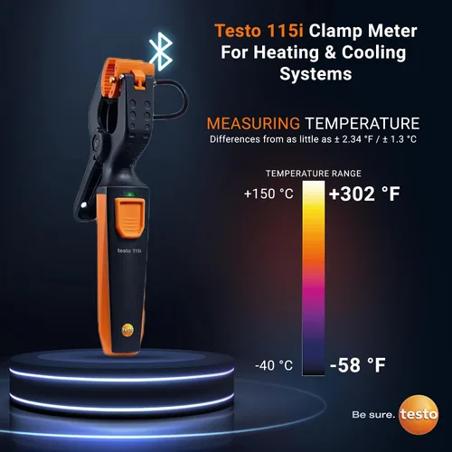 Vista 3 de Testo Kit de sonda inteligente I Juego de medidores HVAC/R para aire acondicionado, refrigeración y sistema de calefacción I Incluye testo 115i