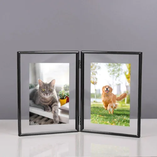 Vista 4 de Marco de fotos plegable de metal negro de 8 x 10 pulgadas, para señalización de boda y marco de fotos (7 x 9, 6 x 8, 5 x 7) con doble soporte