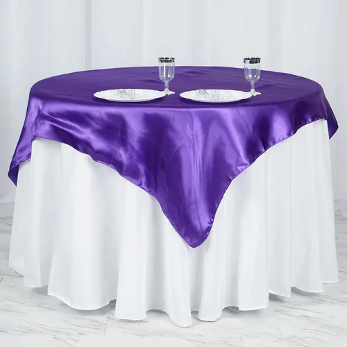 Vista 22 de Efavormart Paquete de 5 Sobremanteles Cuadrados de Satén de 60" para Decoraciones de Mesa de Bodas, Catering y Fiestas, Cubierta de Mantel Negro
