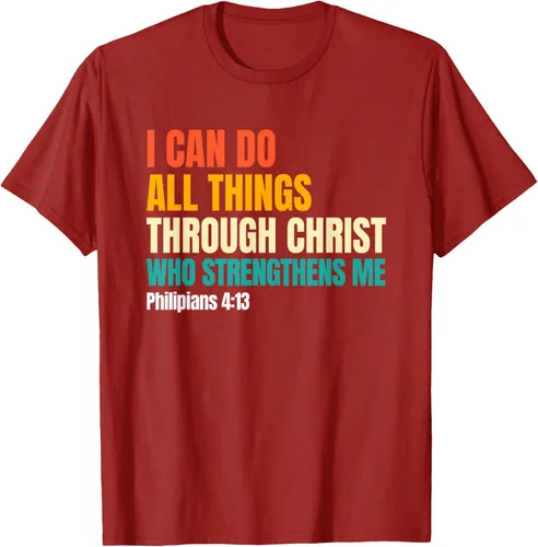 Vista 47 de I Can Do All Things Through Christ Christian Faith Camiseta, Negro, S
