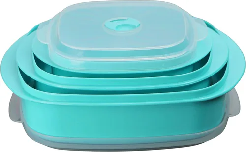 Vista 2 de Reston Lloyd Calypso Basics - Juego de utensilios de cocina para microondas, vaporizador y almacenamiento, turquesa, varios tamaños, 6 piezas