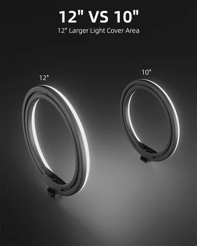 Vista 4 de TODI Anillo de luz de 12 pulgadas con soporte de trípode extensible de 63 pulgadas, anillo de luz para selfie con soporte para teléfono y control