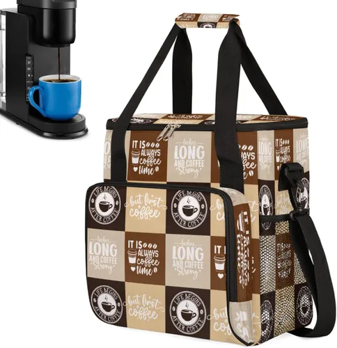 Vista 32 de Bolsa para cafetera compatible con K-Mini o K-Mini Plus Coffee Cup Pattern1 Coffees Machine Travel Storage Tote Bag Compatible Portable Single