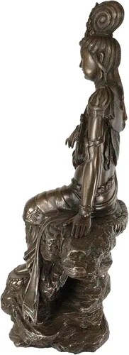 Vista 5 de Ebros - Estatua de Bodhisattva de la diosa del agua y la luna Kuan Yin en resina de bronce sintético, 13.75 pulgadas de alto, Museo de la Deidad