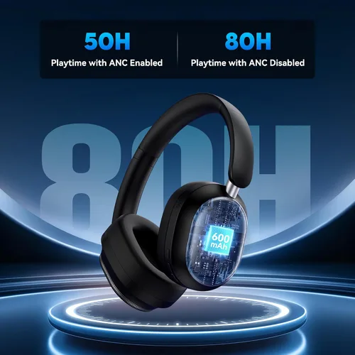 Vista 5 de Auriculares Bluetooth, auriculares con cancelación de ruido inalámbricos Negro