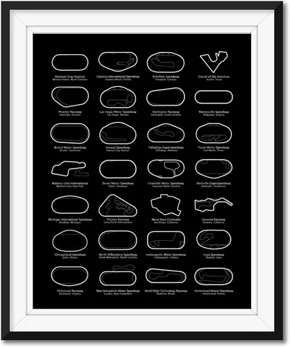 Vista 13 de Póster de pista de carreras de autos stock diseñado para fanáticos de las carreras de NASCAR para circuitos de la Serie de la Copa 2025, arte