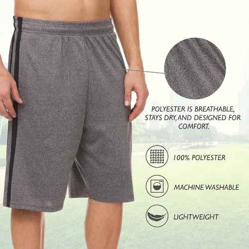 Vista 4 de Pantalones cortos deportivos para hombre, pantalones cortos de baloncesto para hombre, pantalones cortos activos para entrenamiento, gimnasio, correr