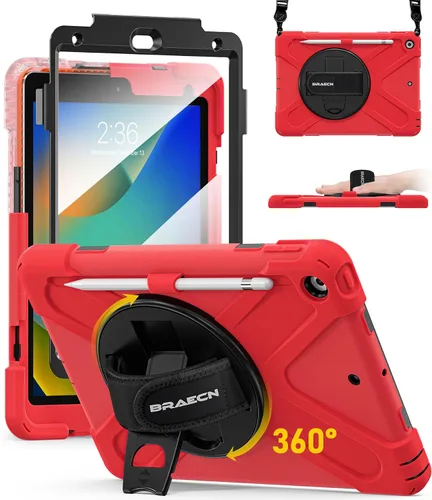 Vista 24 de BRAECN Funda para iPad de 9ª/8ª/7ª Generación, Funda Resistente a Prueba de Golpes con Protector de Pantalla, Soporte para Lápiz, Soporte para Tapa