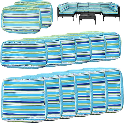 Vista 6 de 14 Fundas de Cojines para Exteriores de Repuesto Lavables Impermeables Resistentes a UV con Cremallera para Sofá de 6 Plazas Fundas Deslizantes