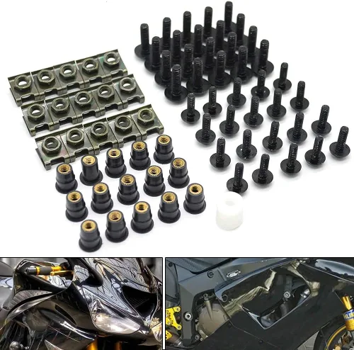 Vista 6 de Kit de pernos de carenado, tornillos, tuercas, arandelas, clips, kits de montaje de pernos de motocicleta, aptos para Yamaha R6 05 2006 2007 Perno