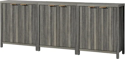 Vista 13 de OAKHAM HOME Oxford Storage Cabinet Fluted Sideboard Buffet with Adjustable Shelves Modern Accent Console Credenza for Hallway, Living Room, Entryway