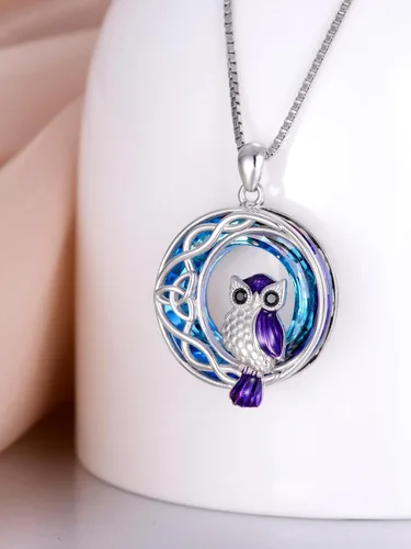 Vista 2 de WINNICACA Collares de plata de ley para mujeres y niñas, tulipanes, girasol, rosa, loto, margarita, colibrí, cardenal rojo, búho, joyería de regalo
