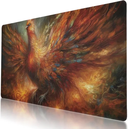 Vista 23 de Alfombrilla de mouse grande con diseño de flamenco para juegos de 35.5 x 16 pulgadas, base antideslizante, resistente al agua, ideal para jugadores