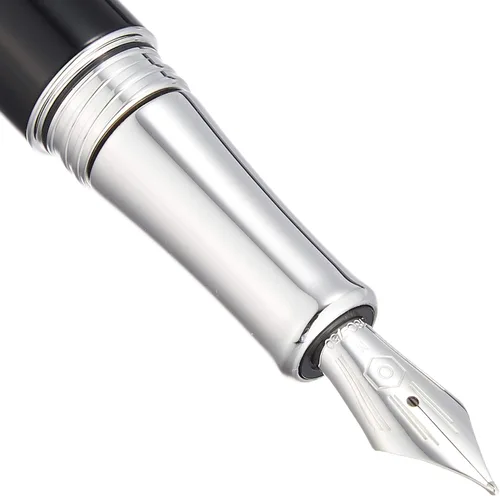 Vista 3 de Caran d'Ache Leman Pluma Estilográfica Mediana Bicolor Plateado - Negro