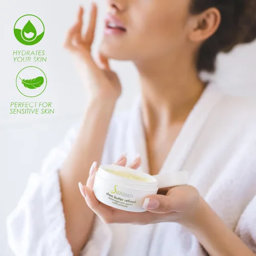 Vista 2 de Soapeauty Manteca de karité africana refinada 100% pura, prensada en frío, sin olor, humectante pura para piel y cabello, procedente de Ghana, 2