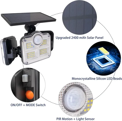 Vista 2 de Luz led solar 3 cabezales