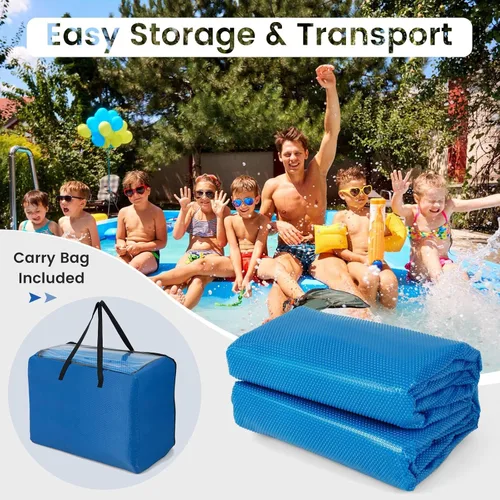 Vista 5 de Goplus - Cubierta para piscina de 12 x 24 pies, manta solar de 12 mil con bolsa de transporte para piscinas enterradas y elevadas, rectangular