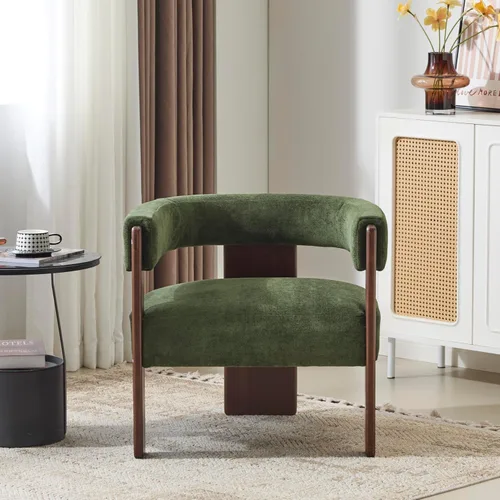 Vista 12 de Christopher Knight Home Nettie - Silla decorativa moderna para sala de estar, sofá individual de tela Boucle con marco de madera, cómoda silla