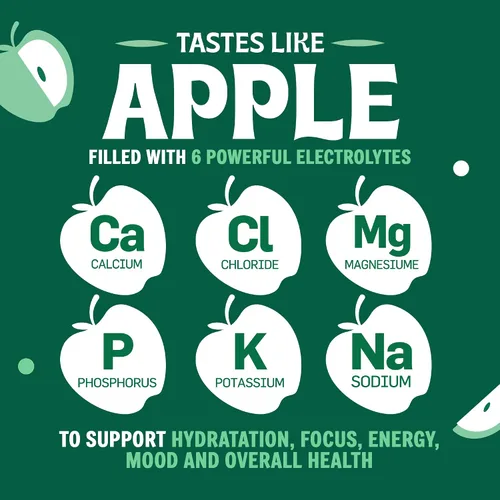 Vista 3 de Polvo de electrolitos – Mezcla de hidratación de manzana crujiente sin azúcar 90 porciones Keto, vegano, sin gluten Electrolitos naturales