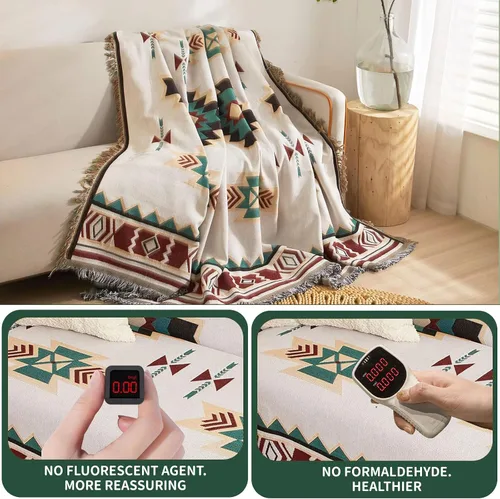 Vista 3 de ROOMLIFE Manta de sofá estilo azteca boho para sillones de 2/3 cojines, fundas de sofá lavables y antideslizantes aptas para mascotas, protector
