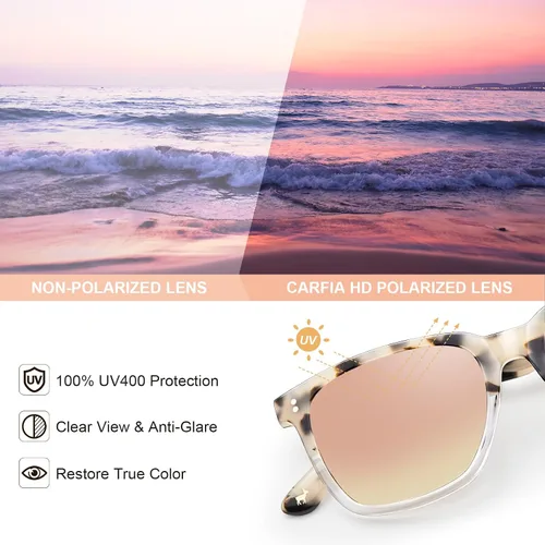 Vista 91 de Carfia Chic - Lentes de sol polarizados para mujer, protección UV400, marco de acetato pulido a mano