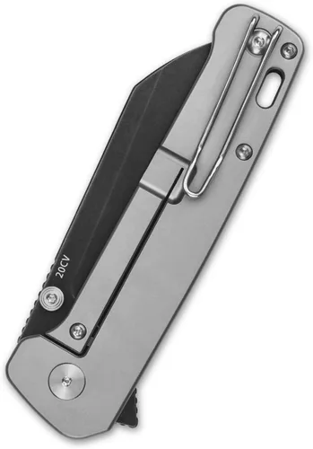 Vista 4 de QSP Penguin Plus - Cuchillo de bolsillo plegable, 3.38 pulgadas CPM20CV, cuchillo EDC de hoja de lavado a la piedra, hoja de aluminio frontal CF