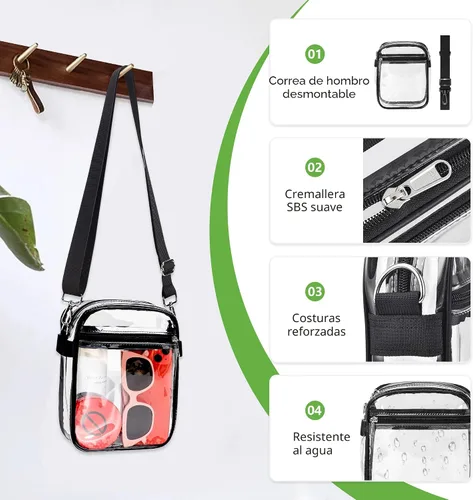 Vista 6 de MAY TREE Clear Bag for Stadium Events Clear Purse for Work Concert Sport Events
