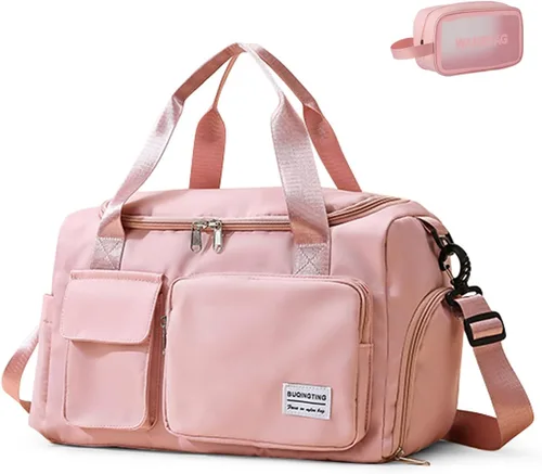 Vista 51 de Bolsa de Gimnasio Pequeña para Mujer, Bolsa de Lona de Viaje, Bolsa de Fin de Semana con Compartimento para Zapatos