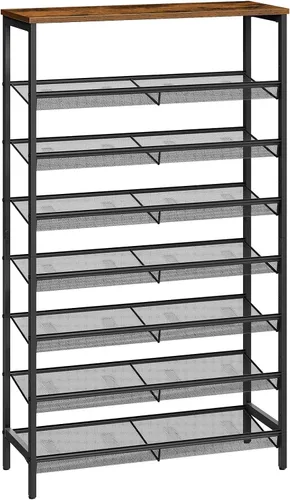 Vista 9 de HOOBRO - Estantería para zapatos de 8 niveles, estante para zapatos de 29.5"L, organizador de almacenamiento de zapatos de gran capacidad para 21-24