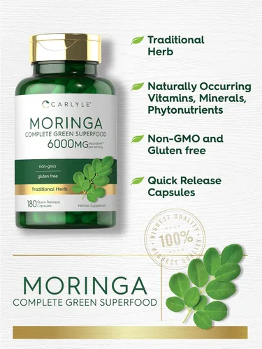 Vista 9 de Carlyle Suplemento Moringa Oleifera 180 Cápsulas
