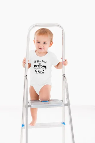 Vista 15 de AW Fashions If You Think, I'm Awesome You Should See My Uncle - Body para bebé recién nacido